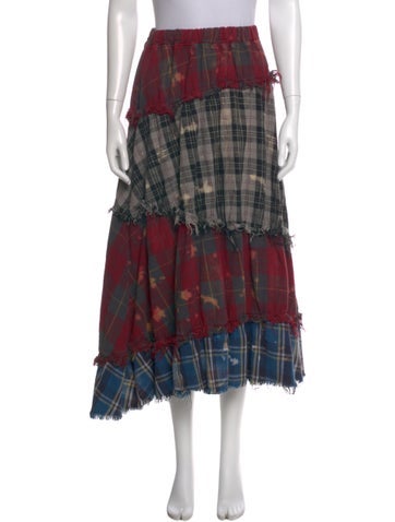 Pre-owned R13 Plaid Print Midi Length Skirt In Red