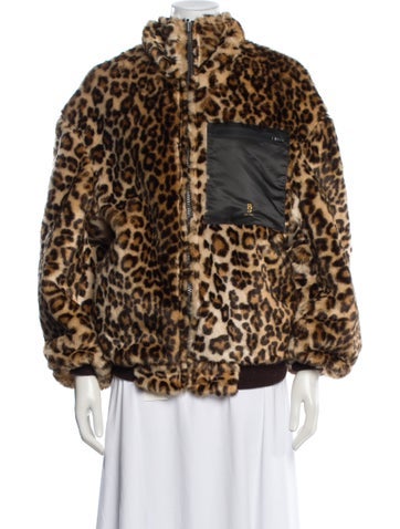 Pre-owned R13 Oversized Reversible Zip-up Faux Fur Faux Fur Jacket In Brown