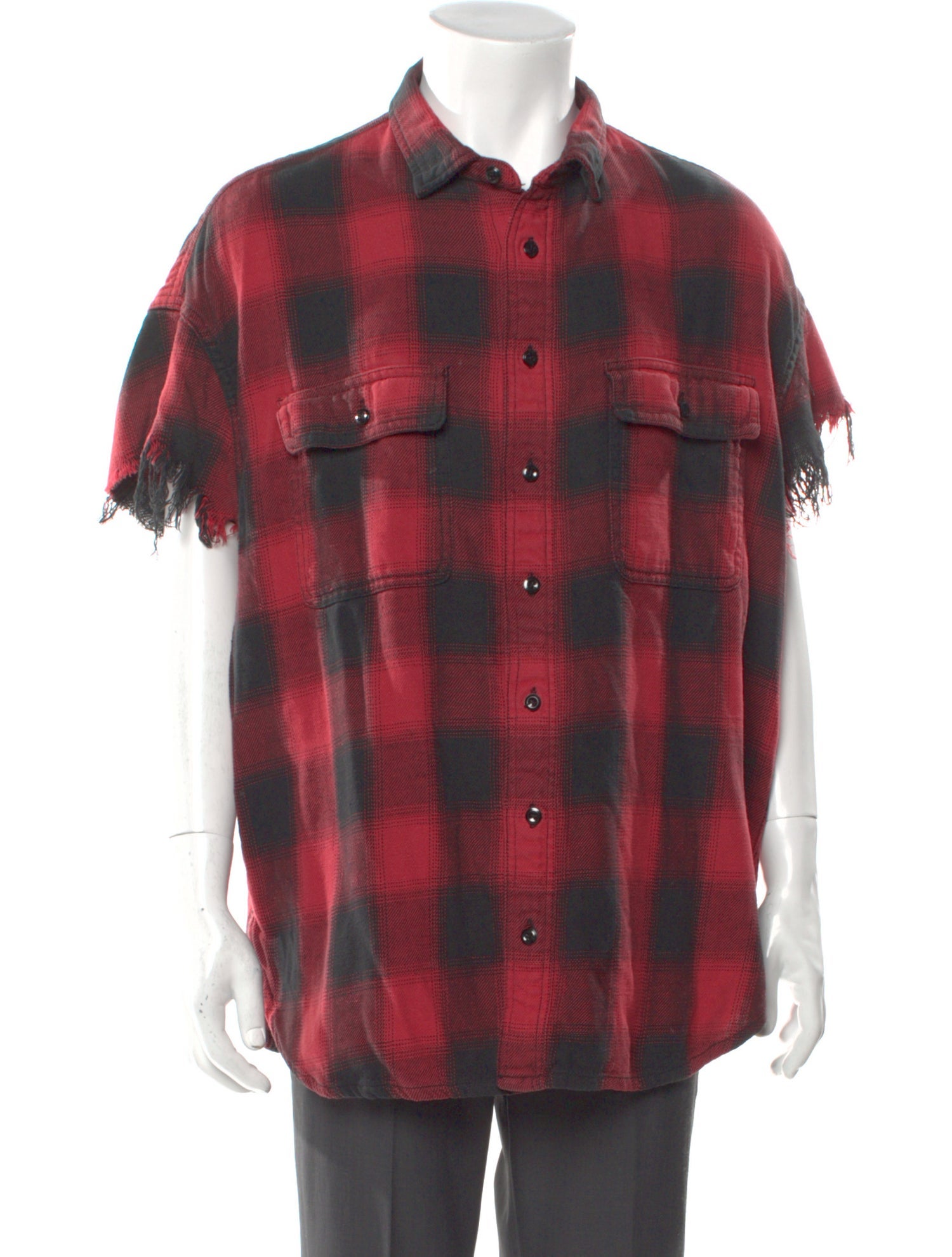 R13 Plaid Print Short Sleeve Shirt