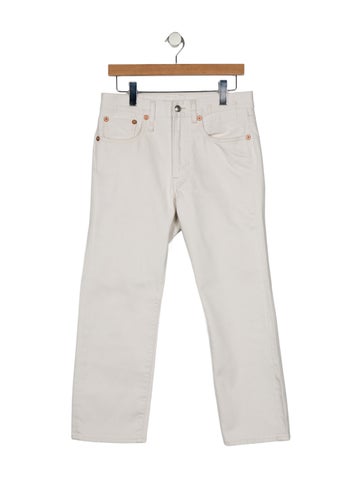 Pre-owned R13 High-rise Straight Leg Jeans In White