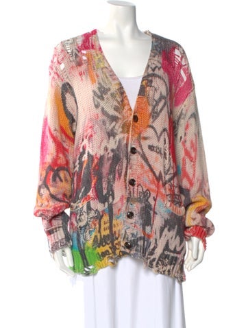 Pre-owned R13 Printed V-neck Sweater W/ Tags In Multi