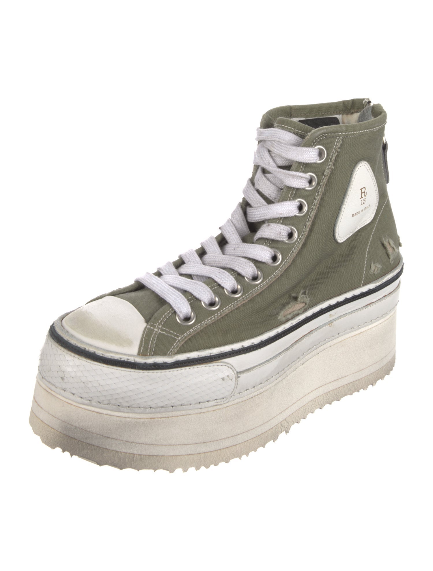 R13 Canvas Distressed Accents Chunky Sneakers