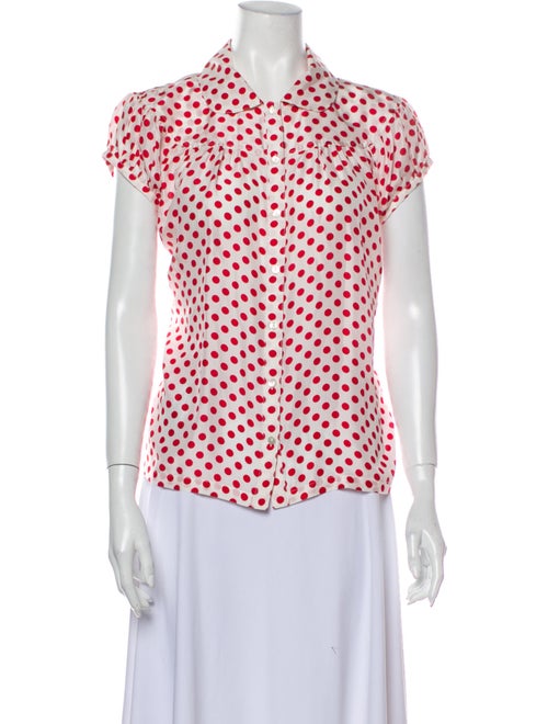 Rachel Riley Silk Polka Dot Print Button-Up Top Re