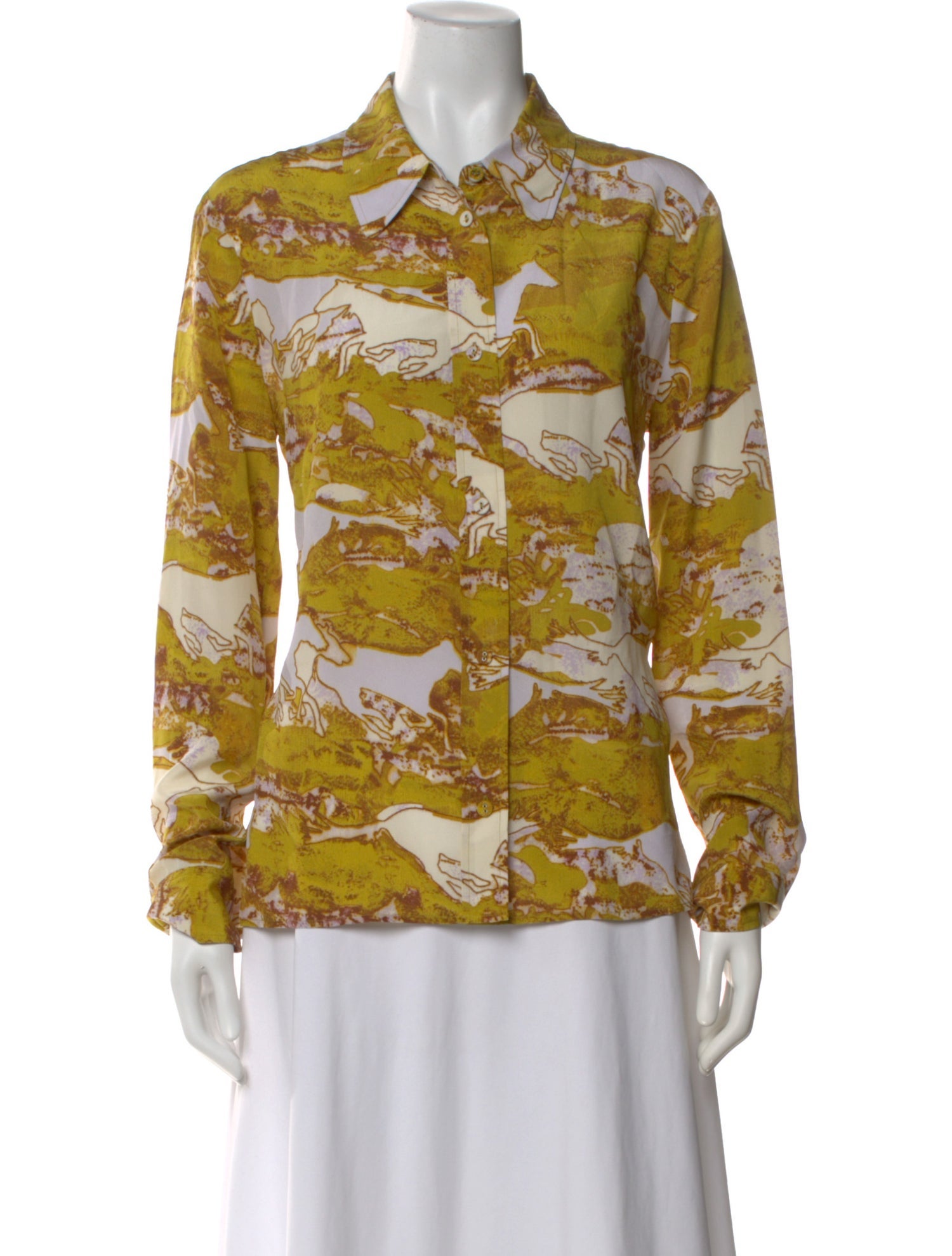 Rachel Comey Silk Printed Button-Up Top
