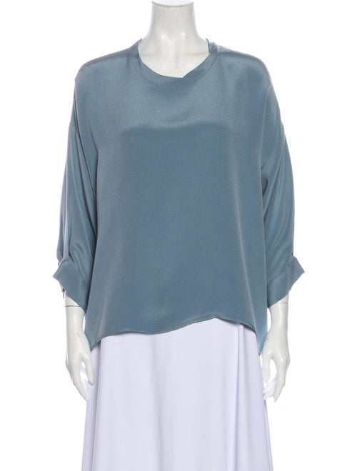 Rachel Comey Silk Scoop Neck Blouse Blue