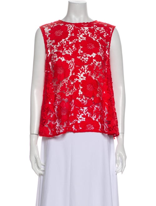 Rachel Comey Lace Pattern Crew Neck Blouse Red