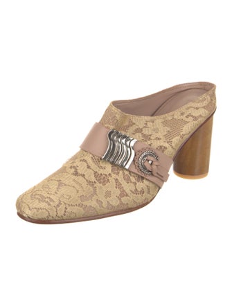 Rachel Comey Floral Print Leather Trim Embellishment Mules