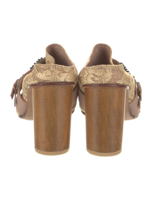 Rachel Comey Floral Print Leather Trim Embellishment Mules