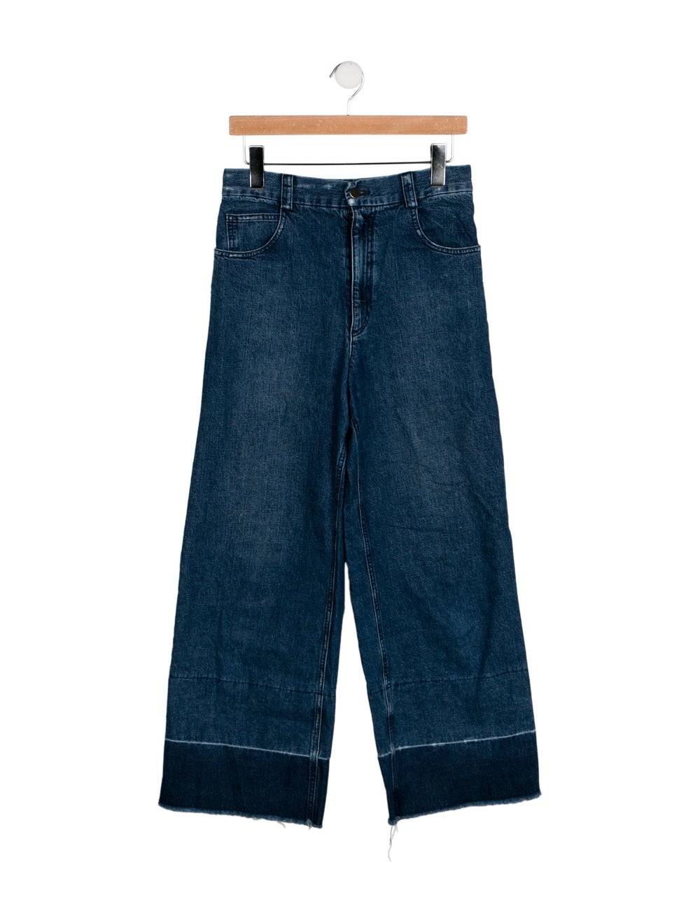 Rachel Comey Wide Leg Jeans Blue Colorblock Pattern Medium Wash