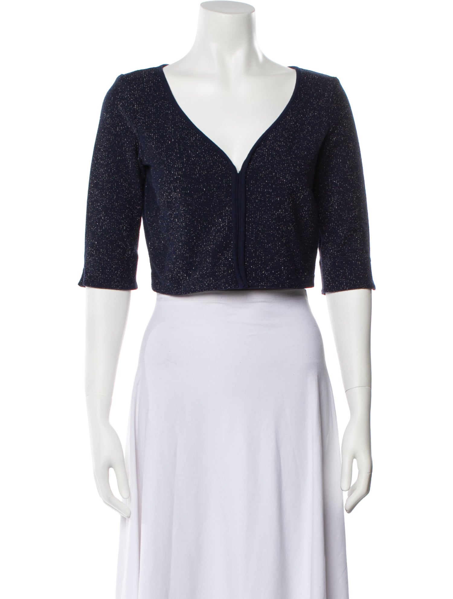 Rachel Comey Plunge Neckline Three-Quarter Sleeve Crop Top