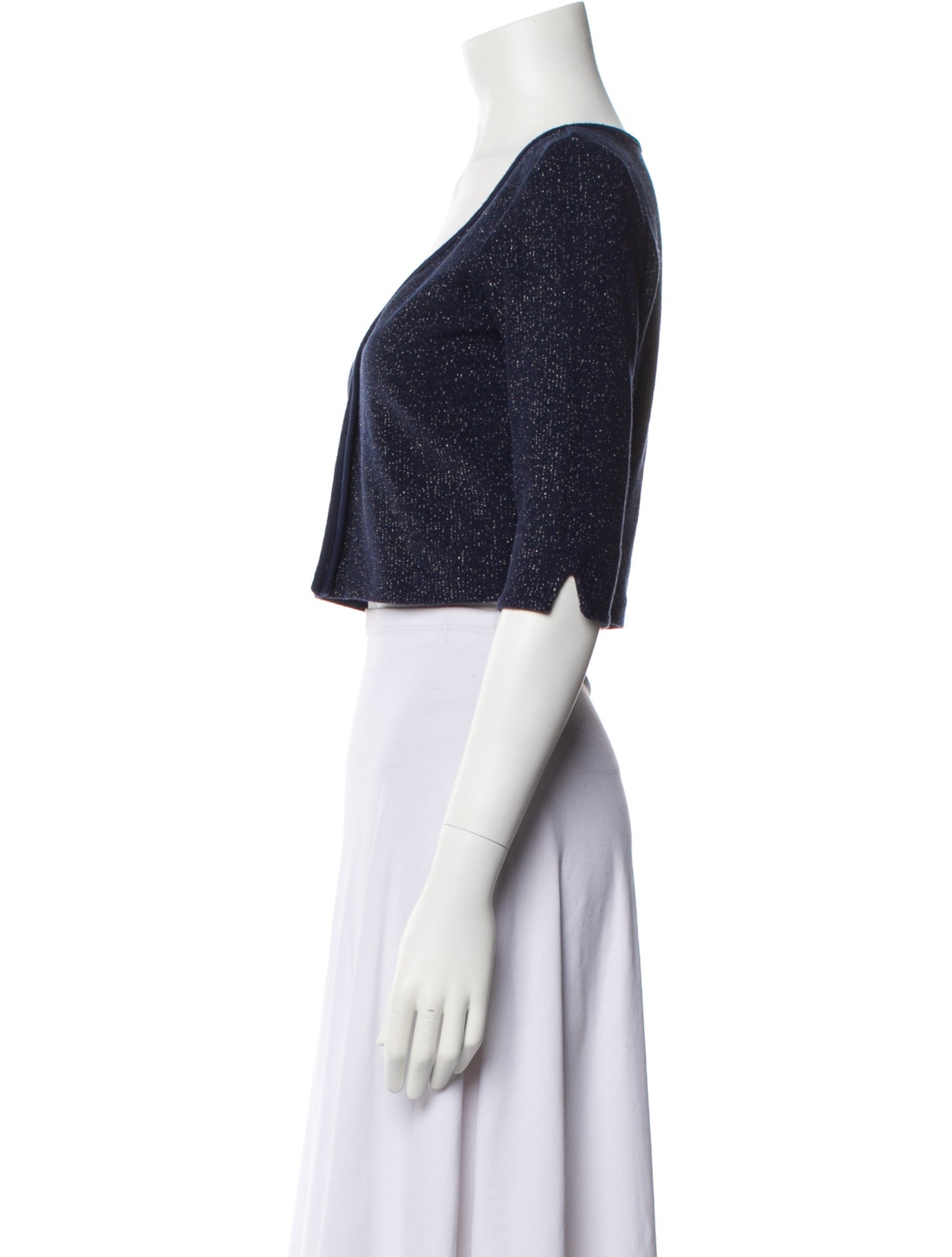 Rachel Comey Plunge Neckline Three-Quarter Sleeve Crop Top