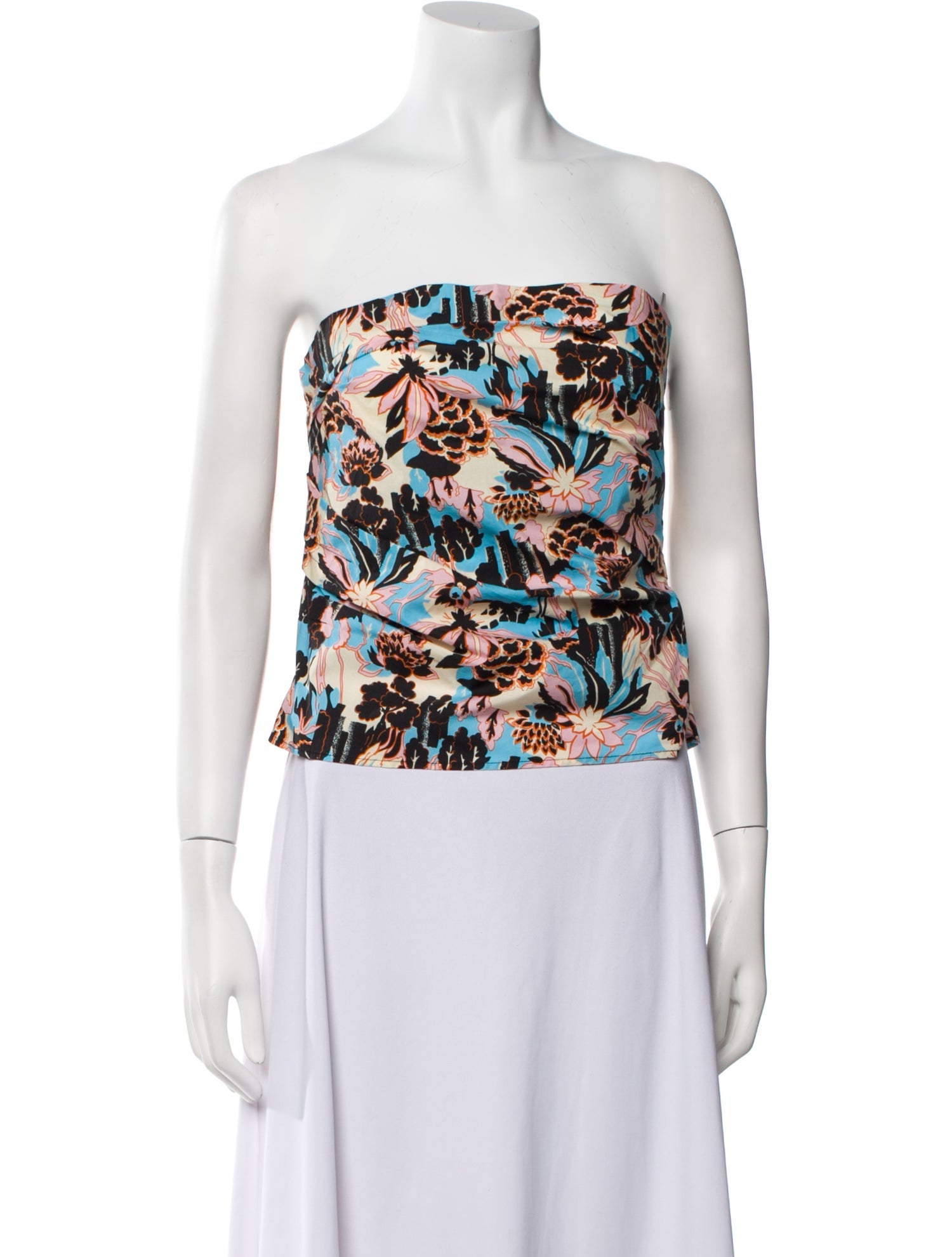 Rachel Comey Floral Print Strapless Crop Top