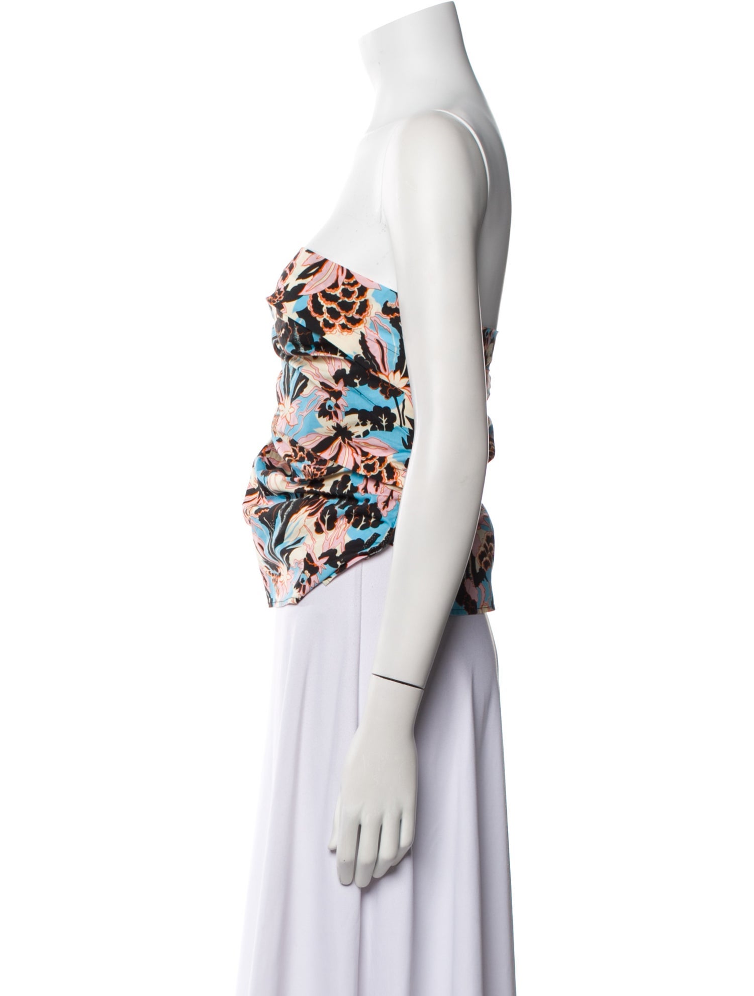 Rachel Comey Floral Print Strapless Crop Top