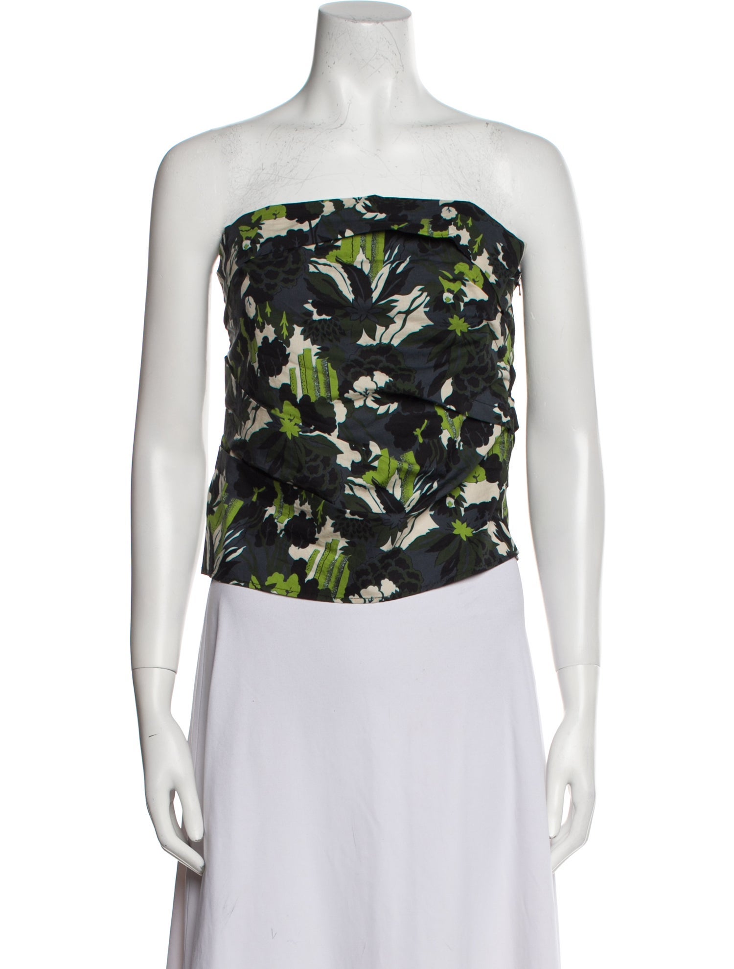 Rachel Comey Floral Print Strapless Crop Top