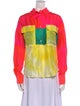 Rachel Comey Silk Colorblock Pattern Button-Up Top