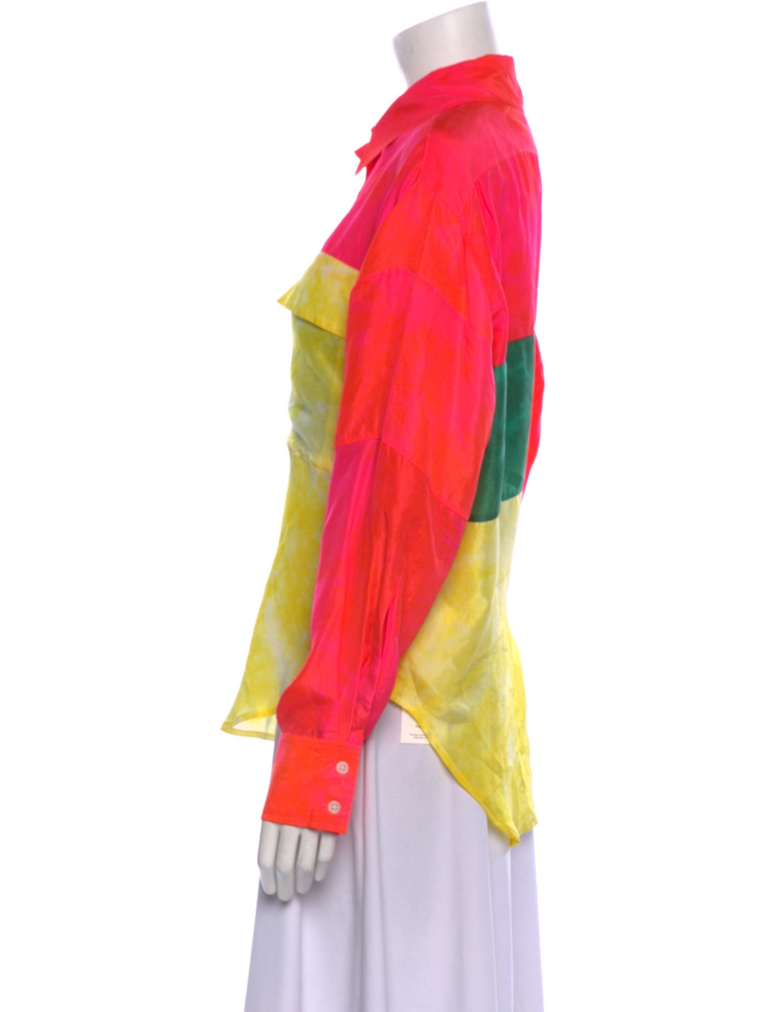 Rachel Comey Silk Colorblock Pattern Button-Up Top