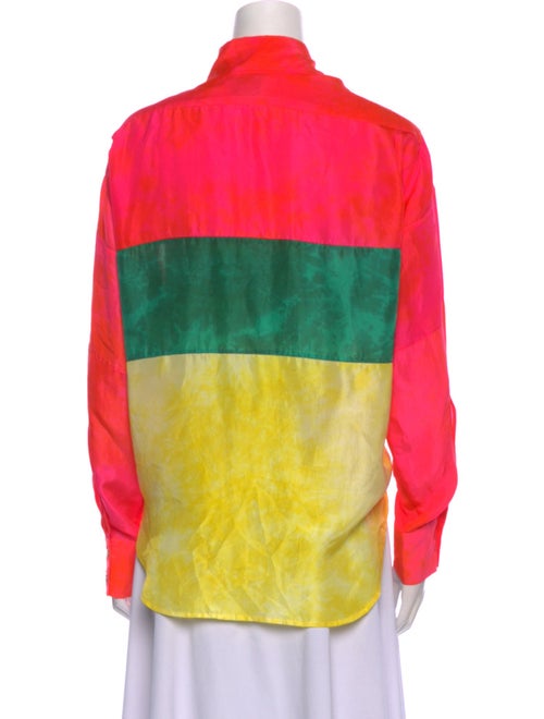 Rachel Comey Silk Colorblock Pattern Button-Up Top