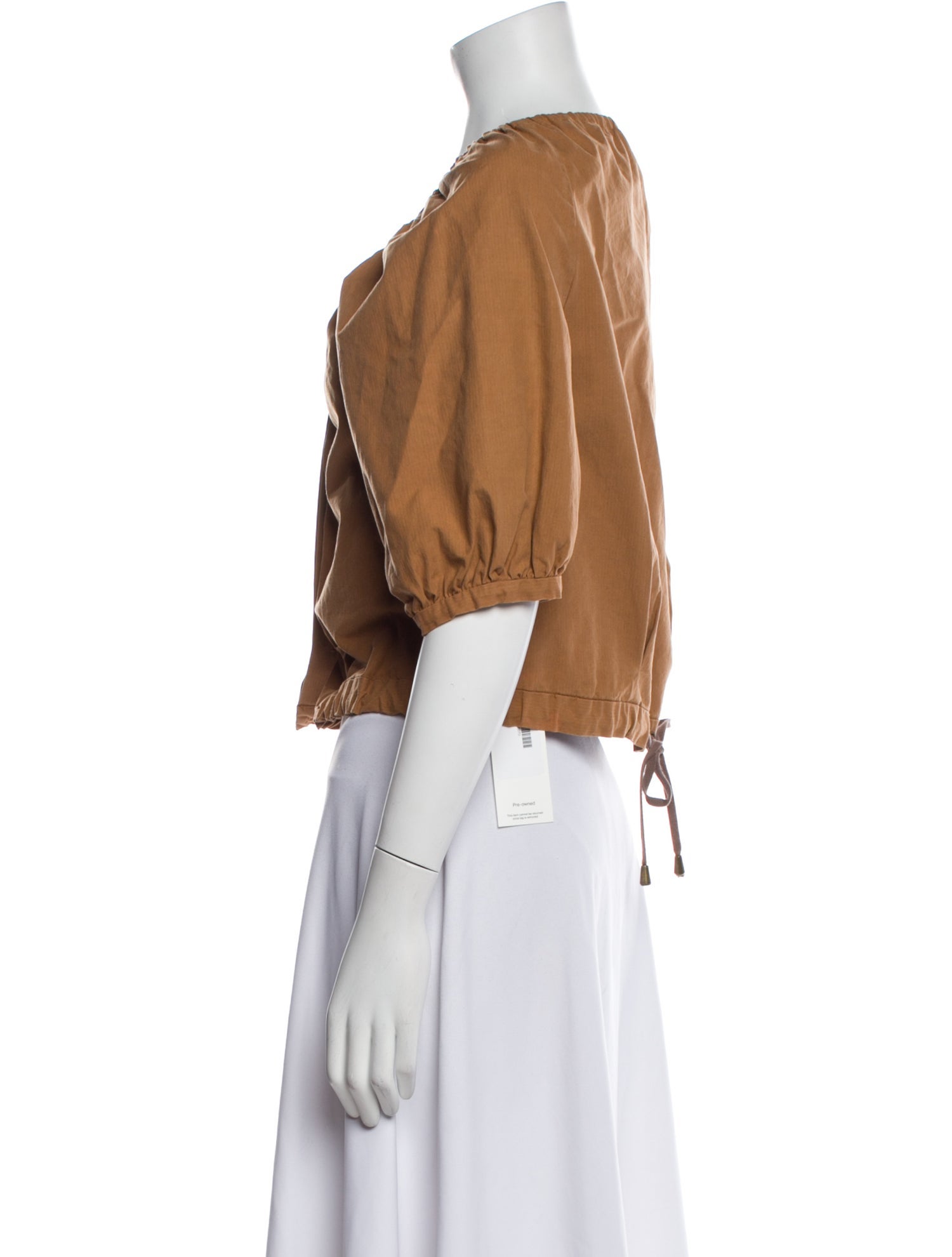 Rachel Comey Scoop Neck Three-Quarter Sleeve Crop Top