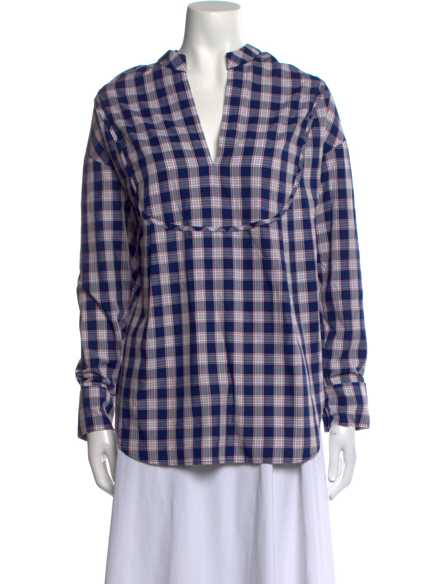 Rachel Comey Plaid Print V-Neck Button-Up Top