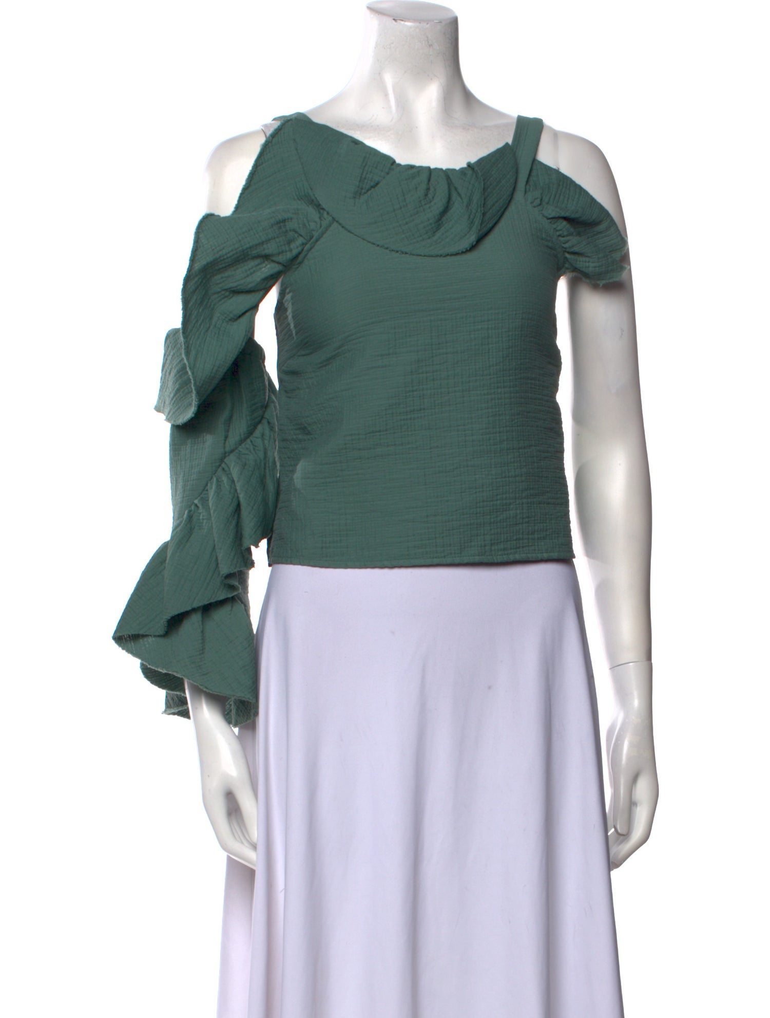 Rachel Comey One-Shoulder Three-Quarter Sleeve Crop Top