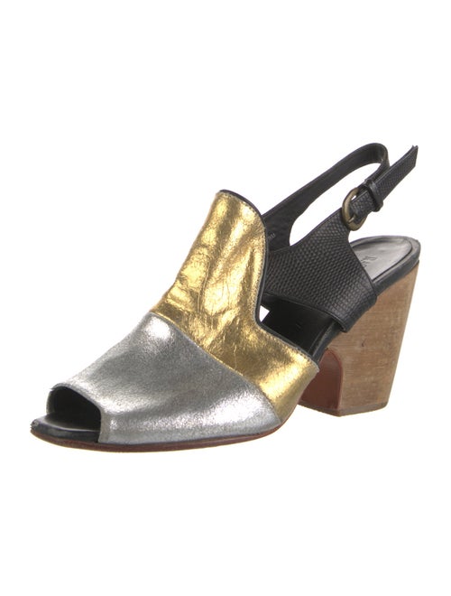 Rachel Comey Leather Colorblock Pattern Slingback Pumps