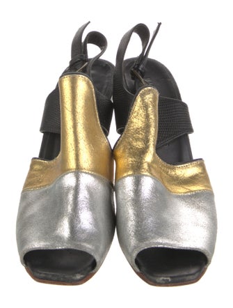 Rachel Comey Leather Colorblock Pattern Slingback Pumps