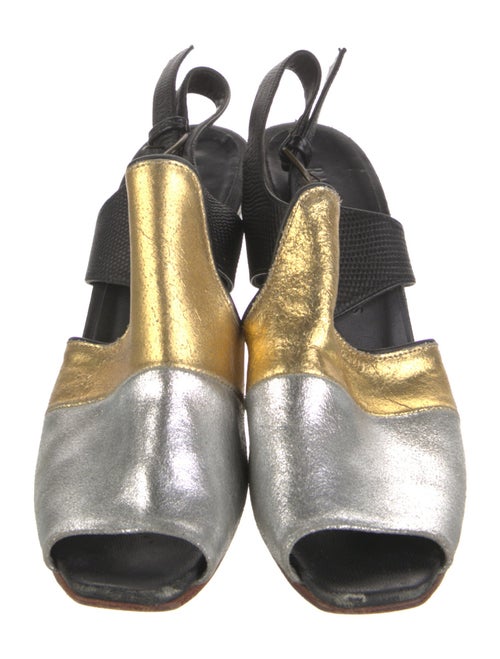 Rachel Comey Leather Colorblock Pattern Slingback Pumps