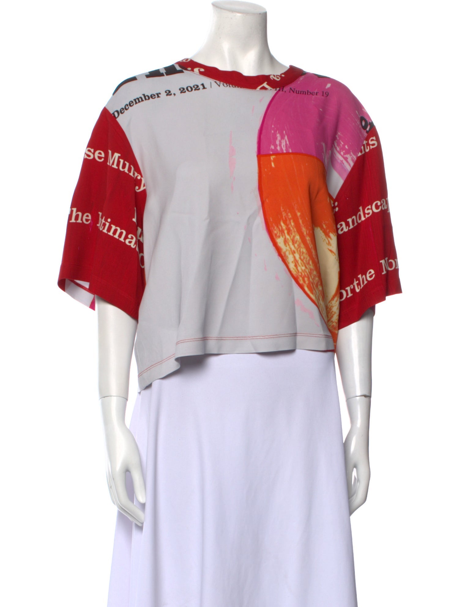 Rachel Comey Graphic Print Bateau Neckline Crop Top