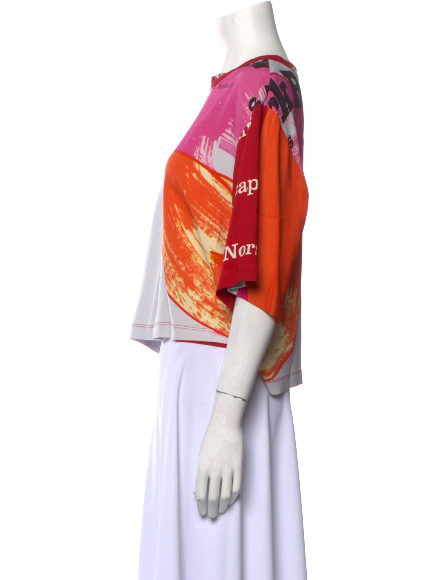 Rachel Comey Graphic Print Bateau Neckline Crop Top