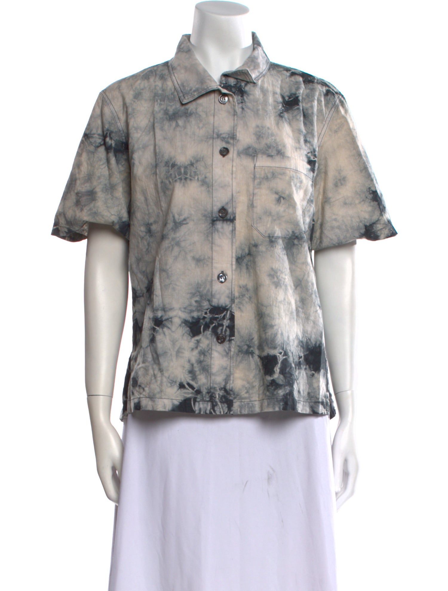 Rachel Comey Tie-Dye Print Short Sleeve Button-Up Top