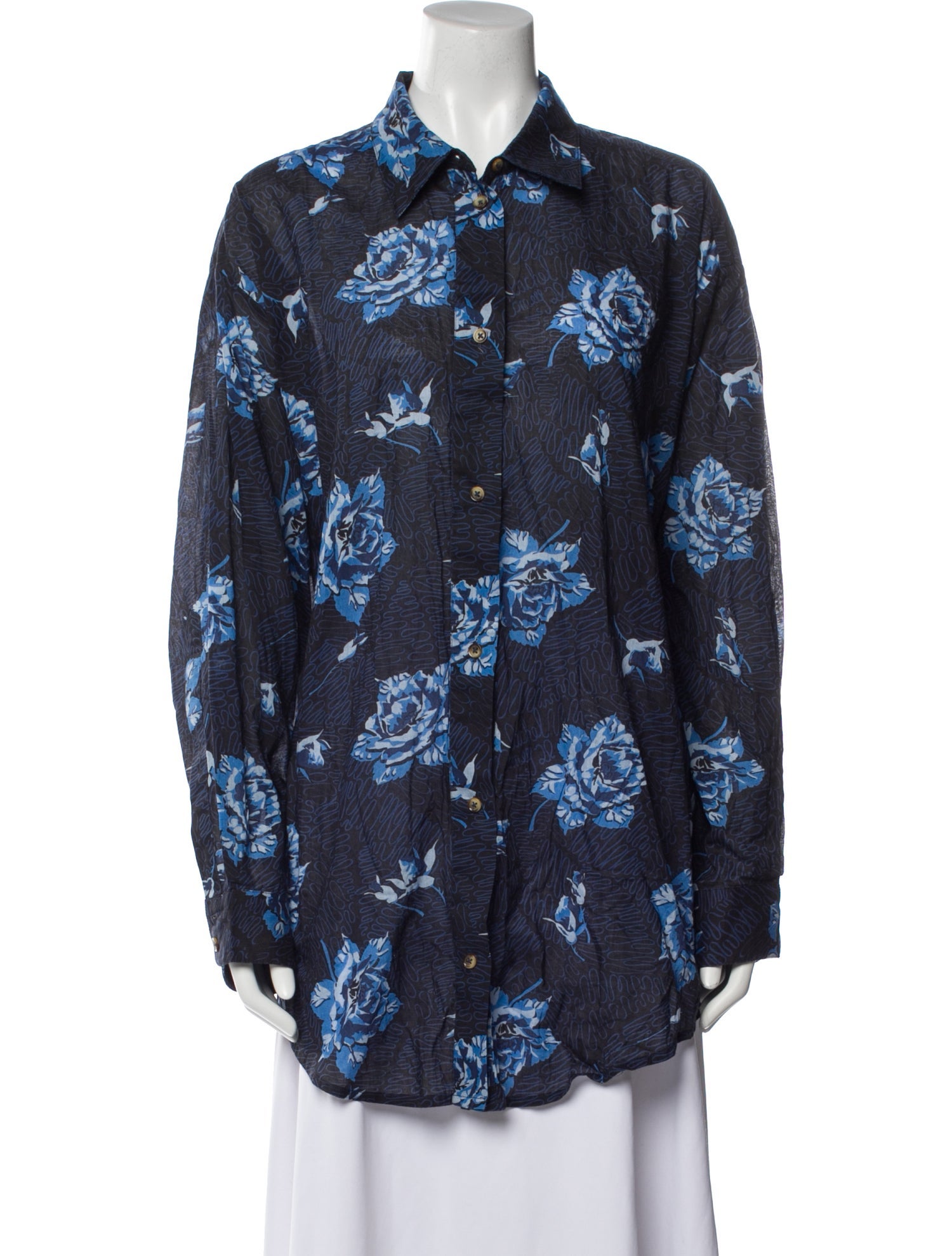 Rachel Comey Floral Print Long Sleeve Button-Up Top