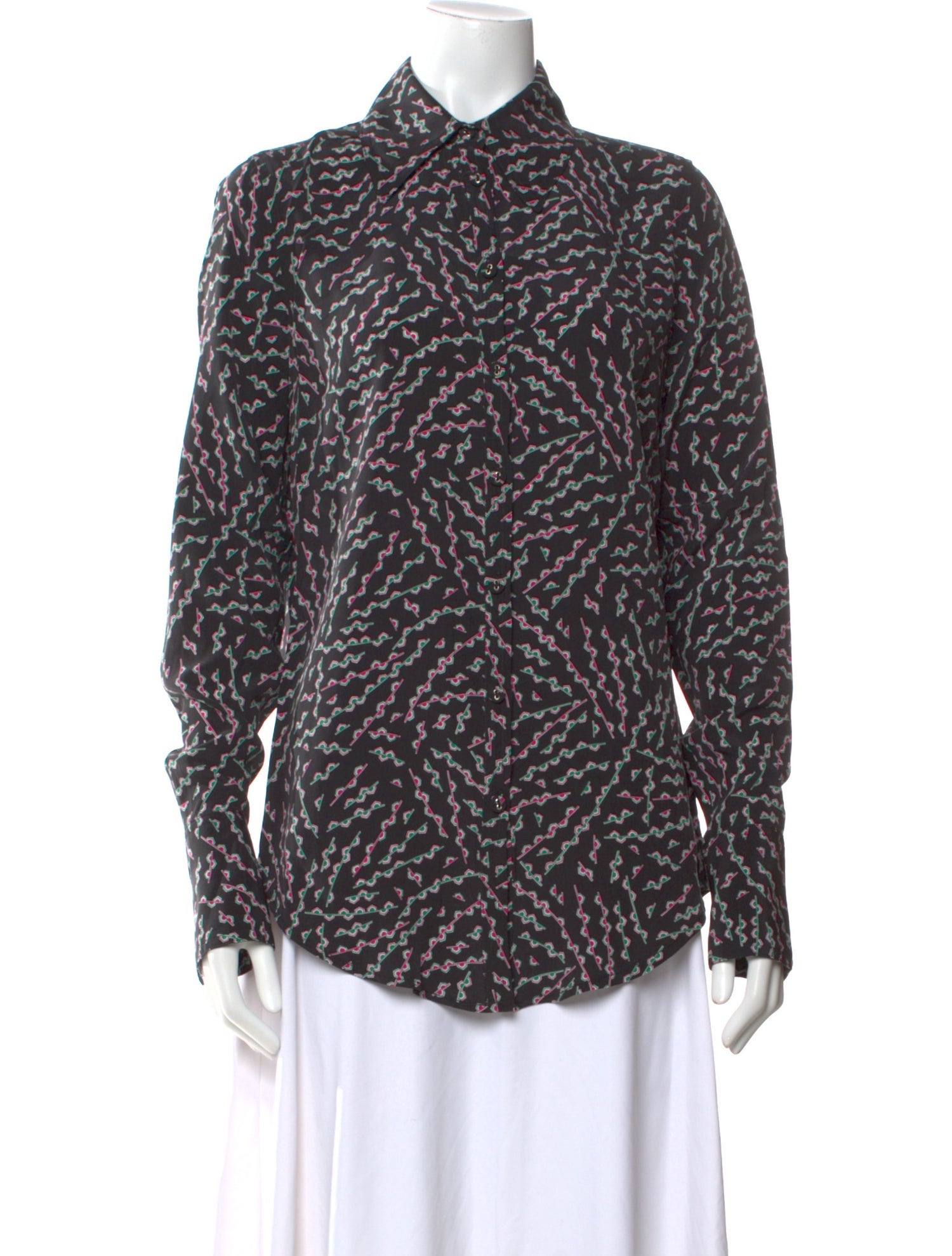 Rachel Comey Silk Animal Print Button-Up Top