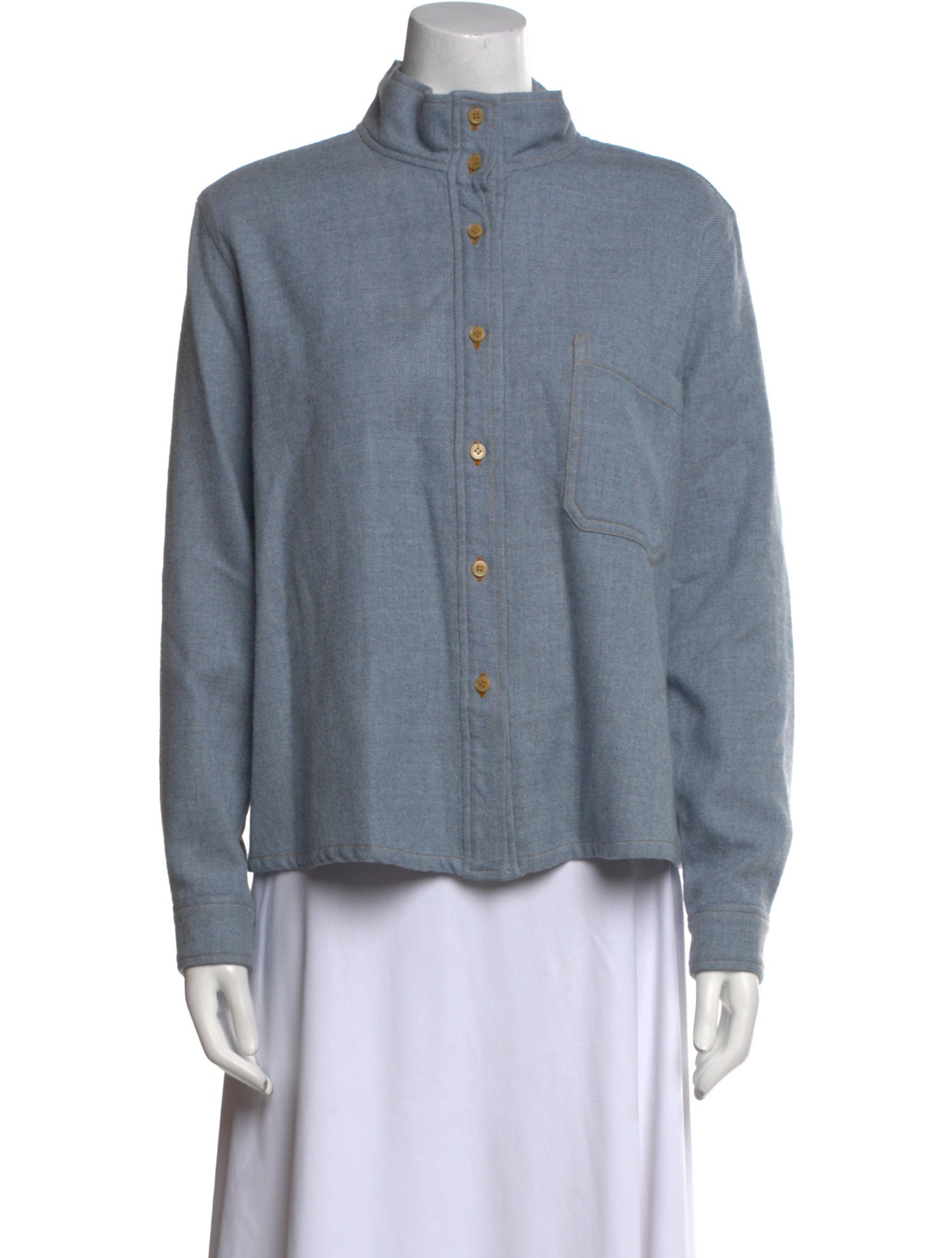 Rachel Comey Wool Mock Neck Button-Up Top