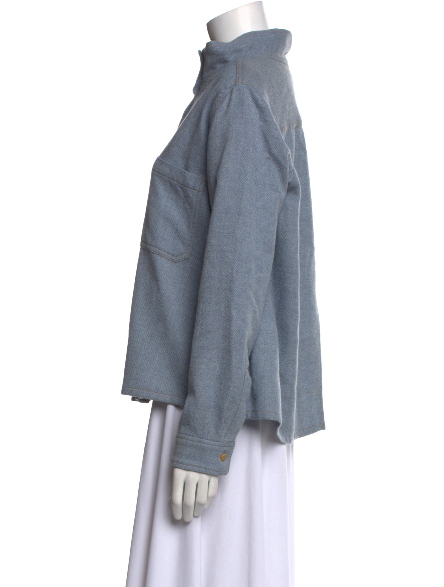 Rachel Comey Wool Mock Neck Button-Up Top