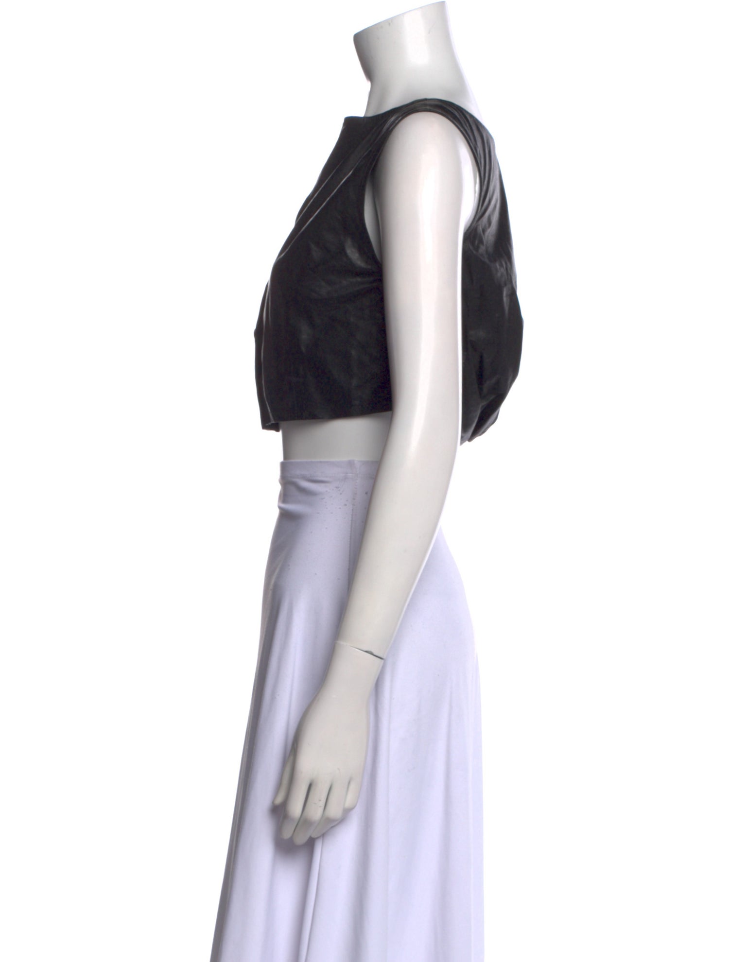 Rachel Comey Lamb Leather Bateau Neckline Crop Top