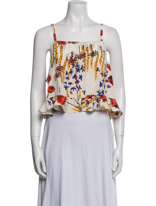 Rachel Comey Floral Print Square Neckline Crop Top