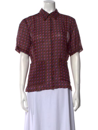 Rachel Comey Printed Short Sleeve Button-Up Top