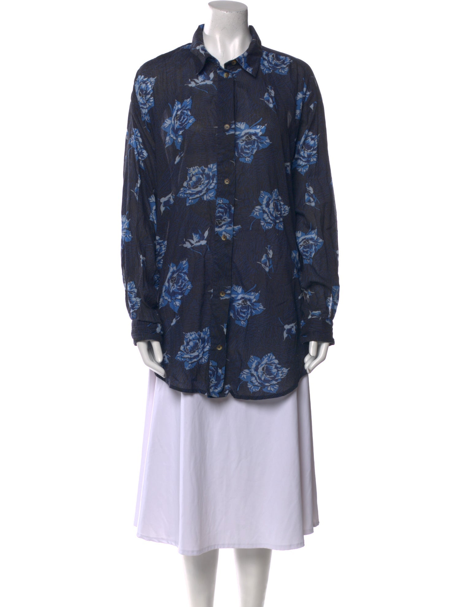 Rachel Comey Floral Print Long Sleeve Button-Up Top