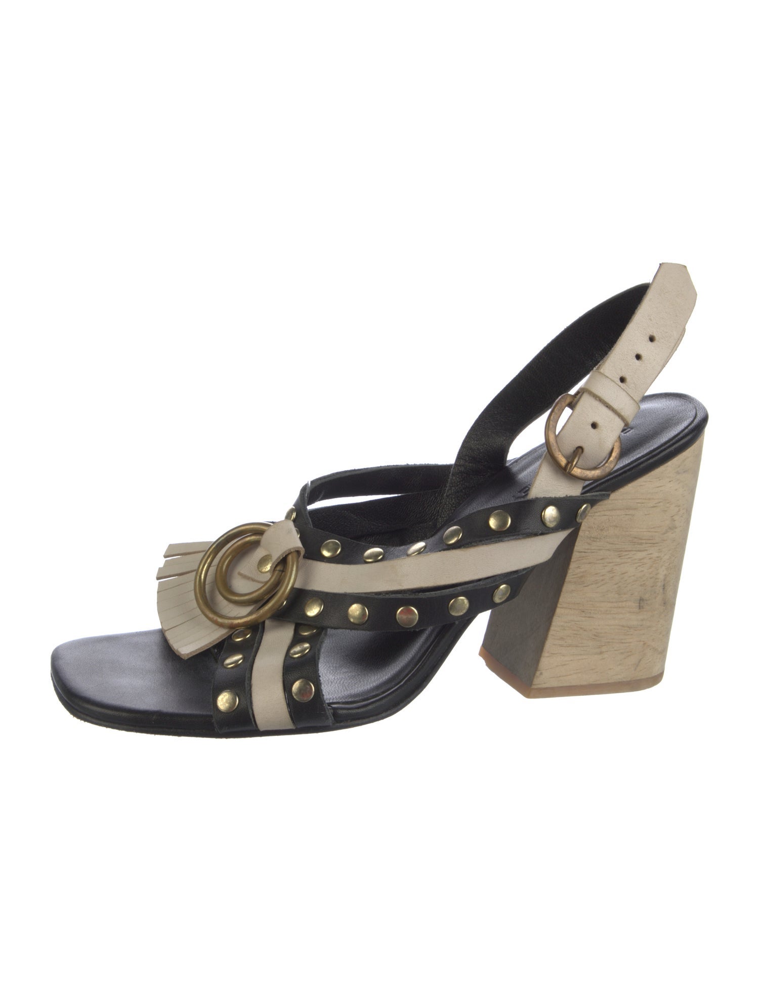 Rachel Comey Leather Colorblock Pattern Slingback Sandals