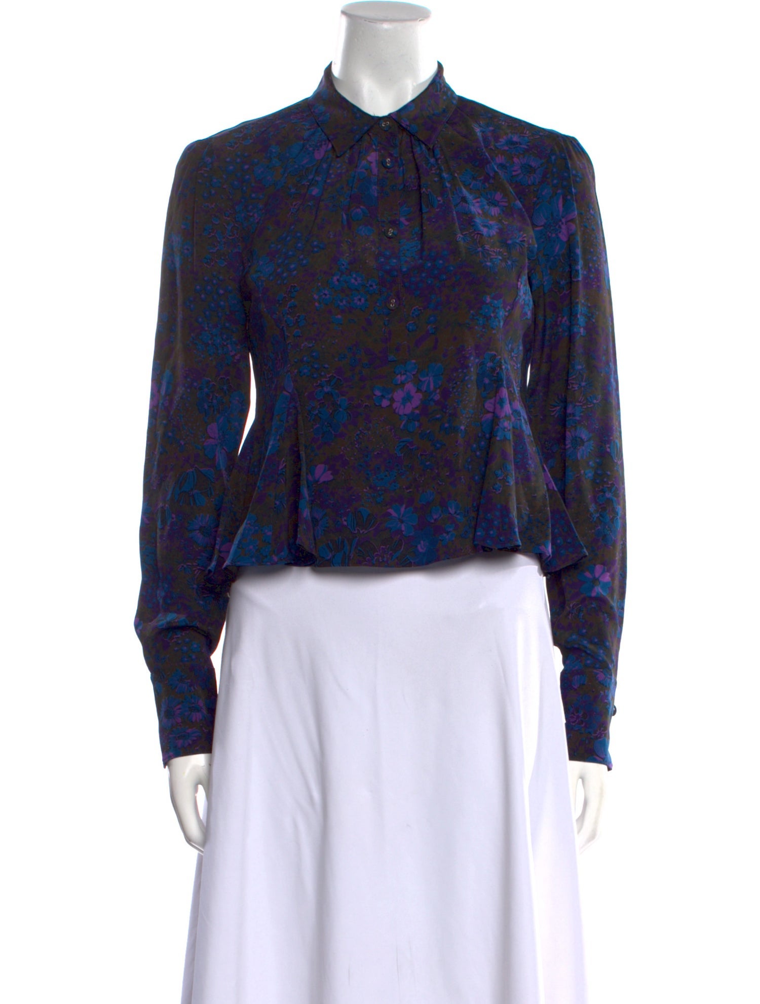 Rachel Comey Silk Floral Print Button-Up Top w/ Tags