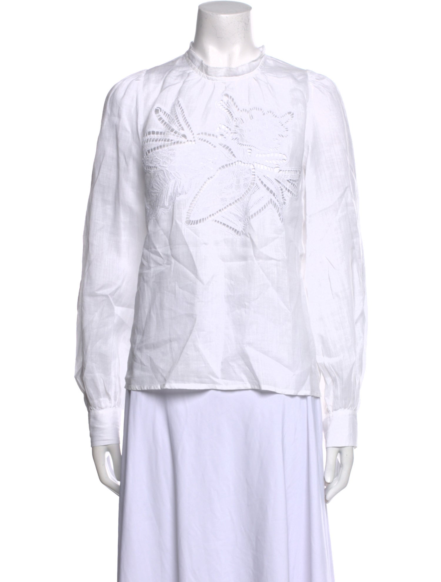 Rachel Comey Mock Neck Long Sleeve Button-Up Top