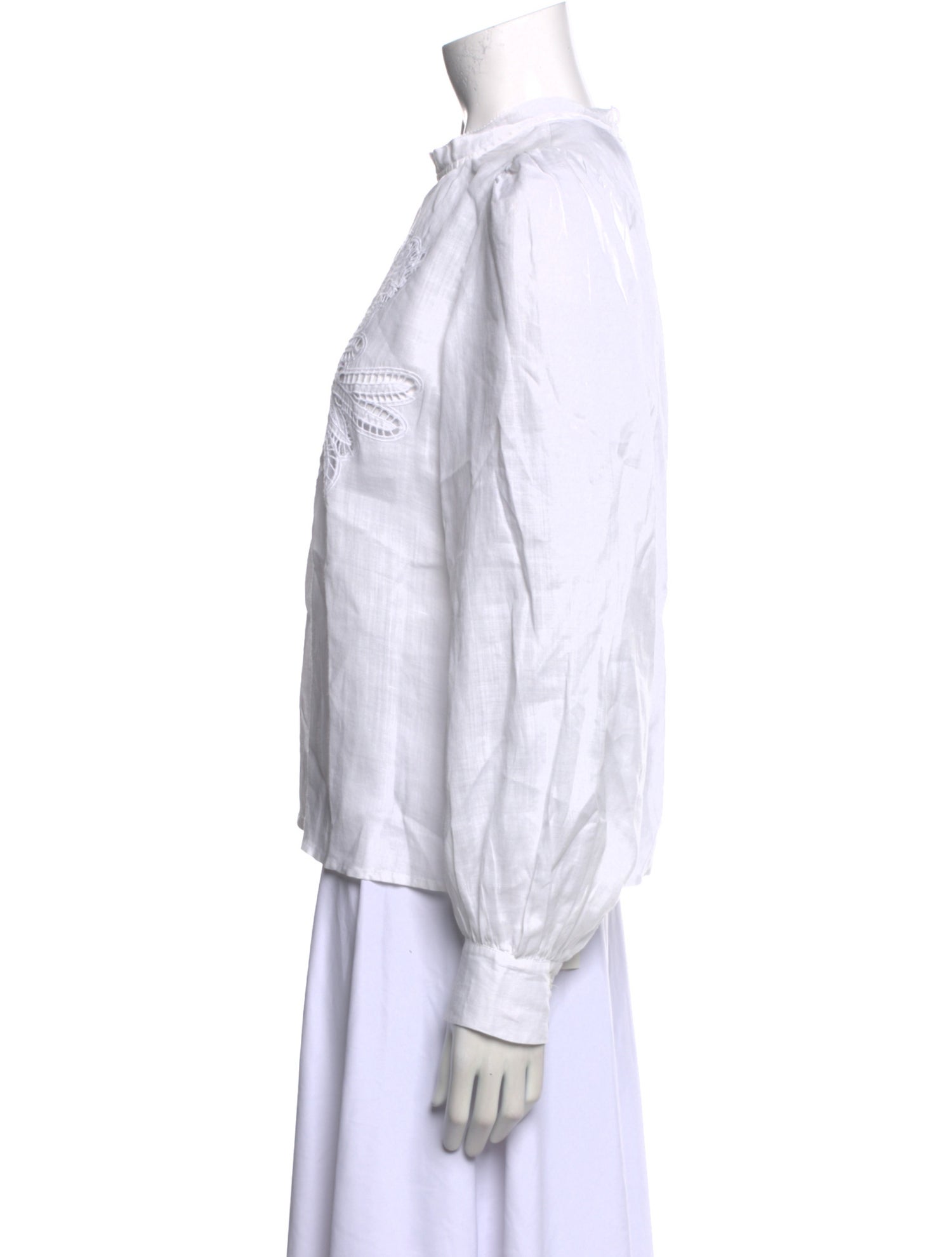 Rachel Comey Mock Neck Long Sleeve Button-Up Top