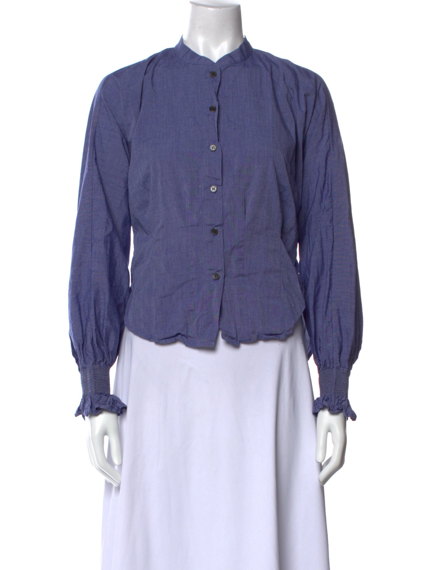 Rachel Comey Mock Neck Long Sleeve Button-Up Top