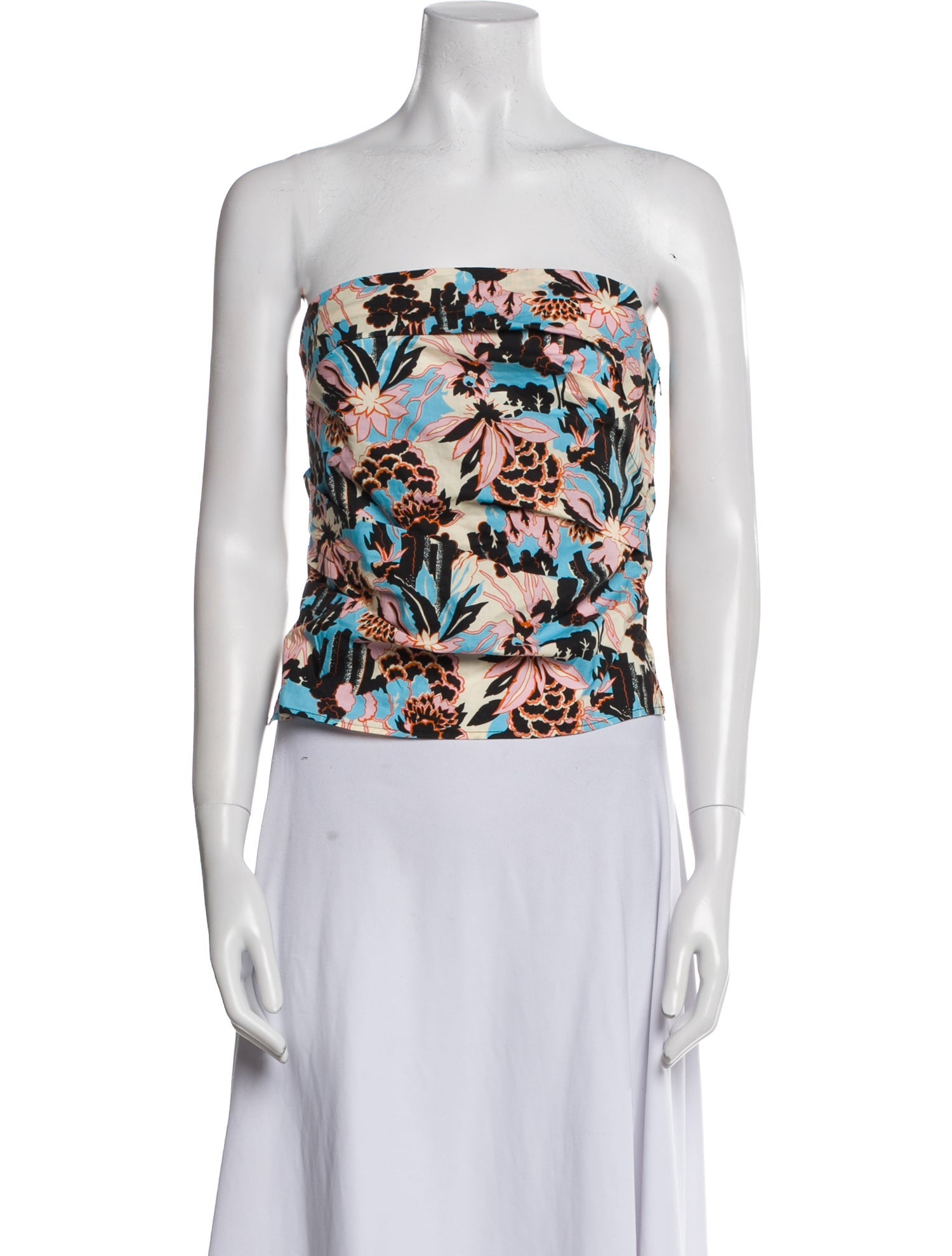 Rachel Comey Floral Print Strapless Crop Top