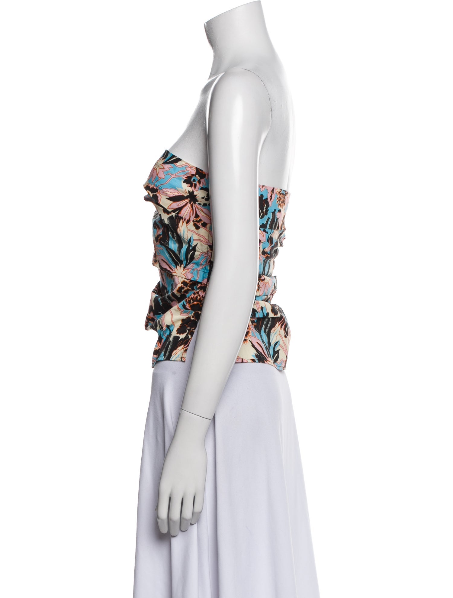 Rachel Comey Floral Print Strapless Crop Top