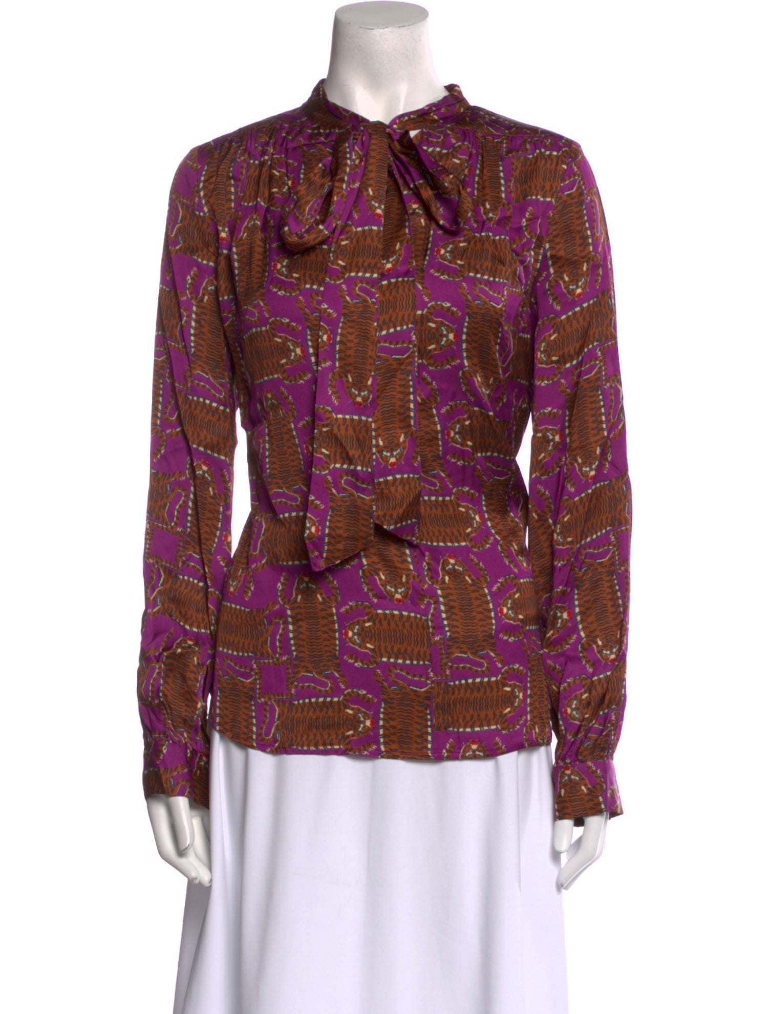 Rachel Comey Printed Tie Neck Button-Up Top