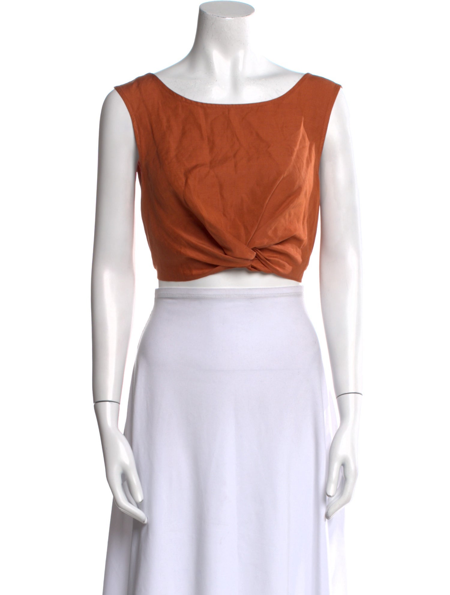 Rachel Comey Linen Bateau Neckline Crop Top