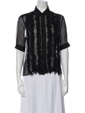 Rachel Comey Silk Lace Pattern Button-Up Top