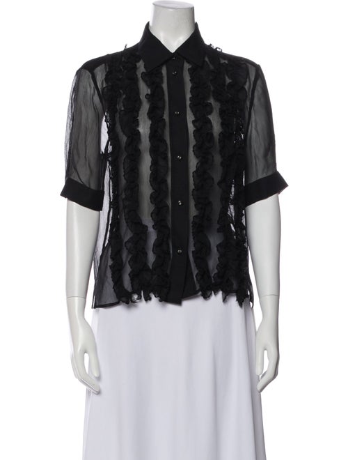 Rachel Comey Silk Lace Pattern Button-Up Top