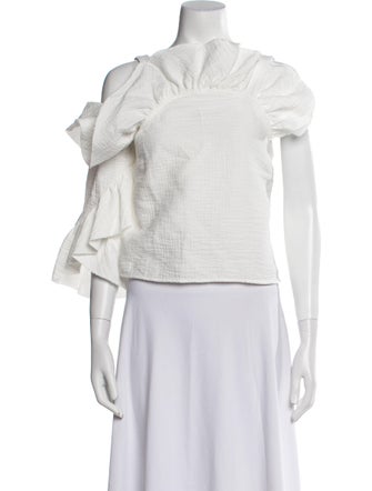 Rachel Comey Asymmetrical Three-Quarter Sleeve Crop Top